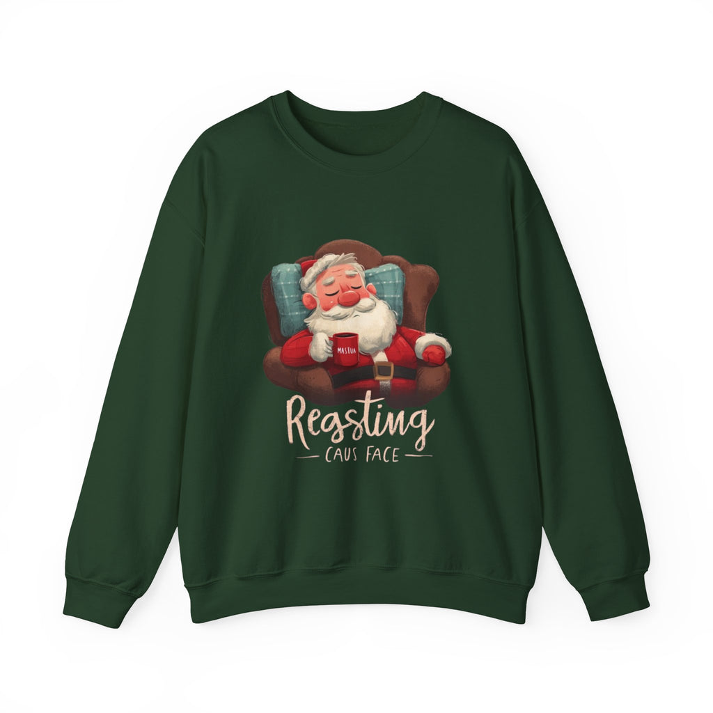 Crewneck Sweatshirt — "Resting Claus Face" Santa Holiday Graphic