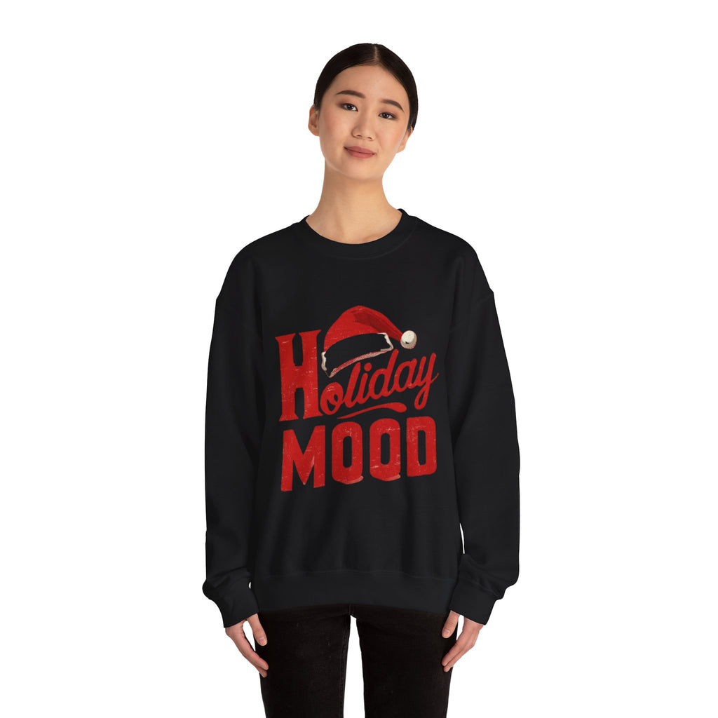Holiday Mood Sweatshirt – Festive Santa Hat Christmas Crewneck
