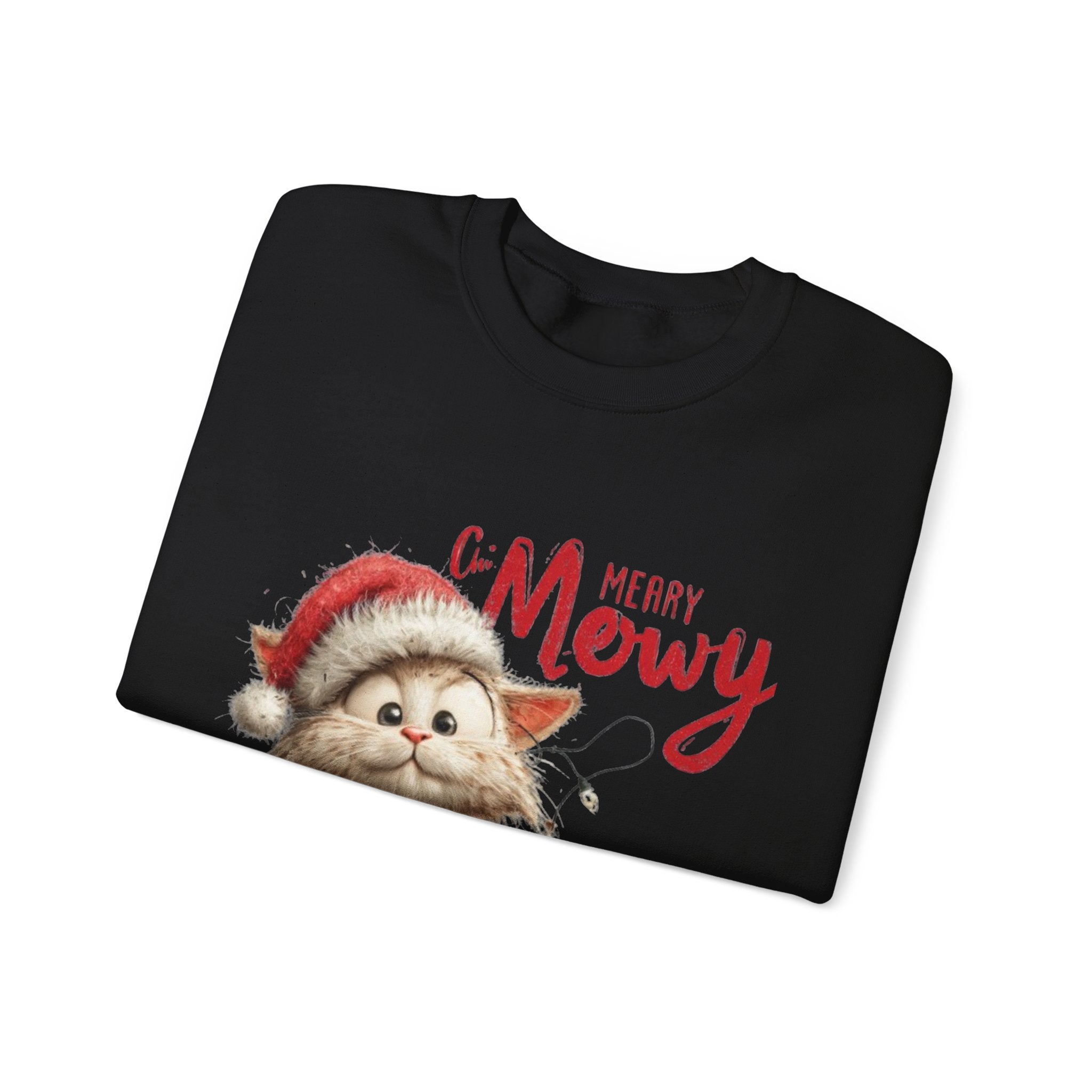 Merry Mewry Cat Sweatshirt — Cute Christmas Kitty Crewneck