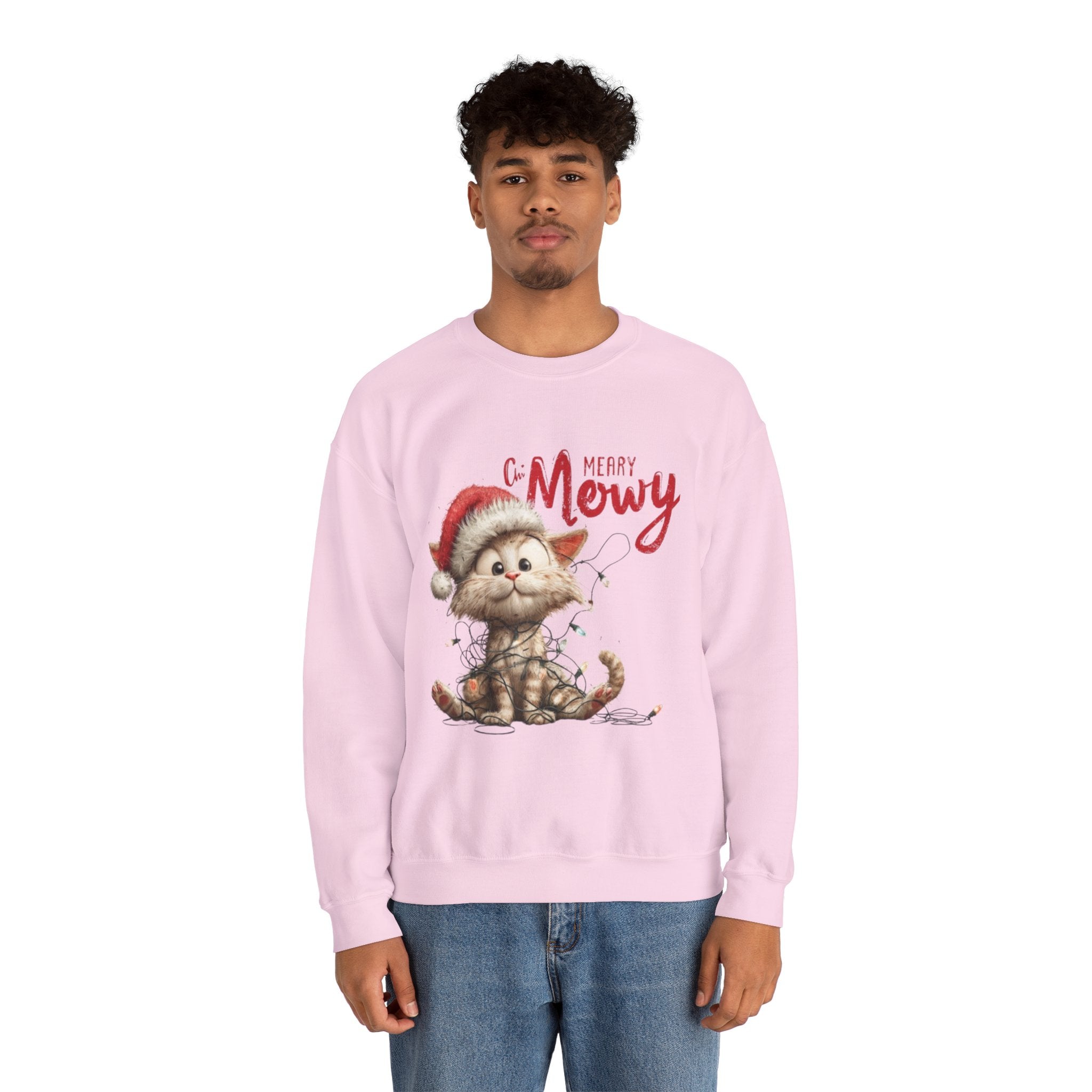 Merry Mewry Cat Sweatshirt — Cute Christmas Kitty Crewneck