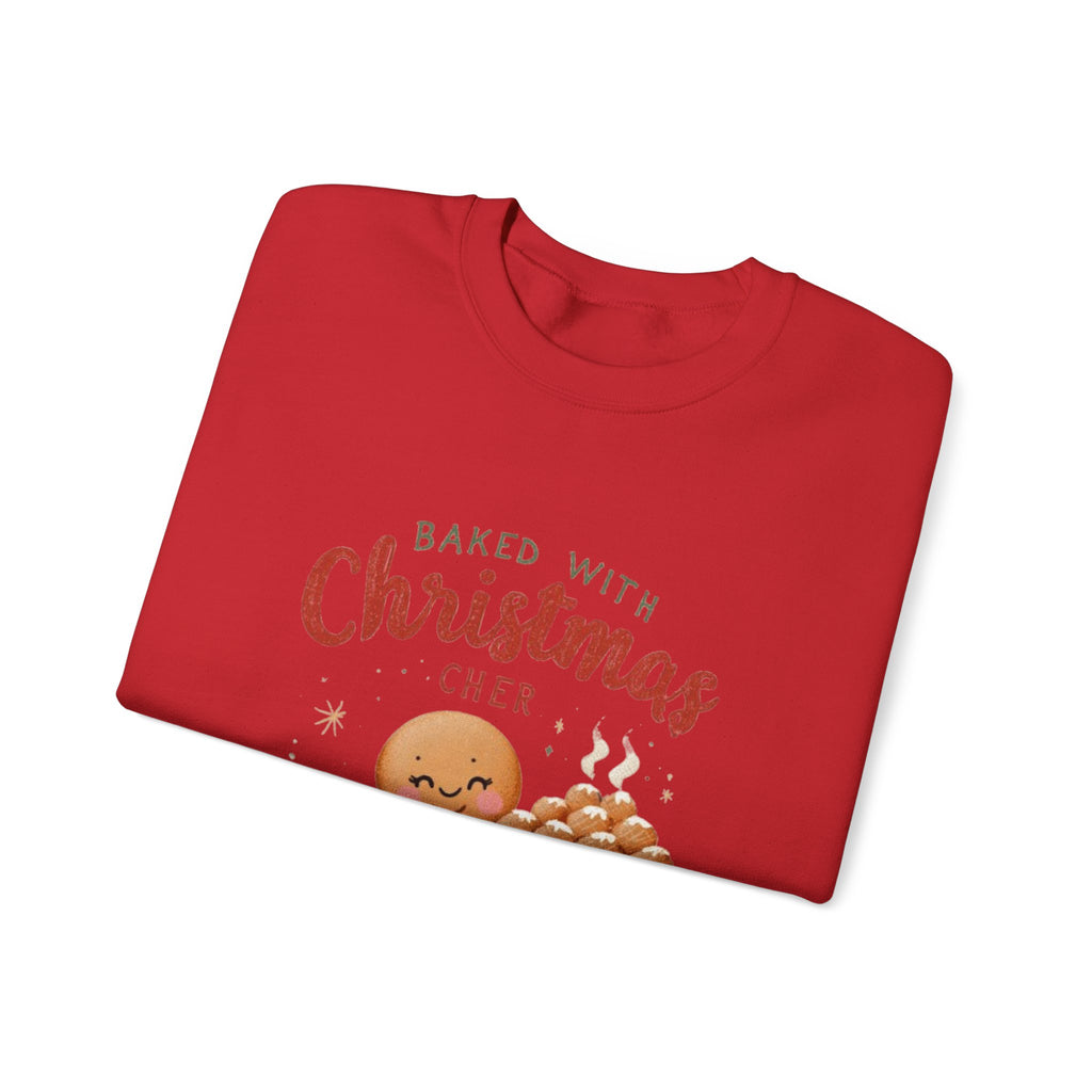 Crewneck Sweatshirt — "Baked With Christmas Cheer" Gingerbread Holiday Sweatshirt