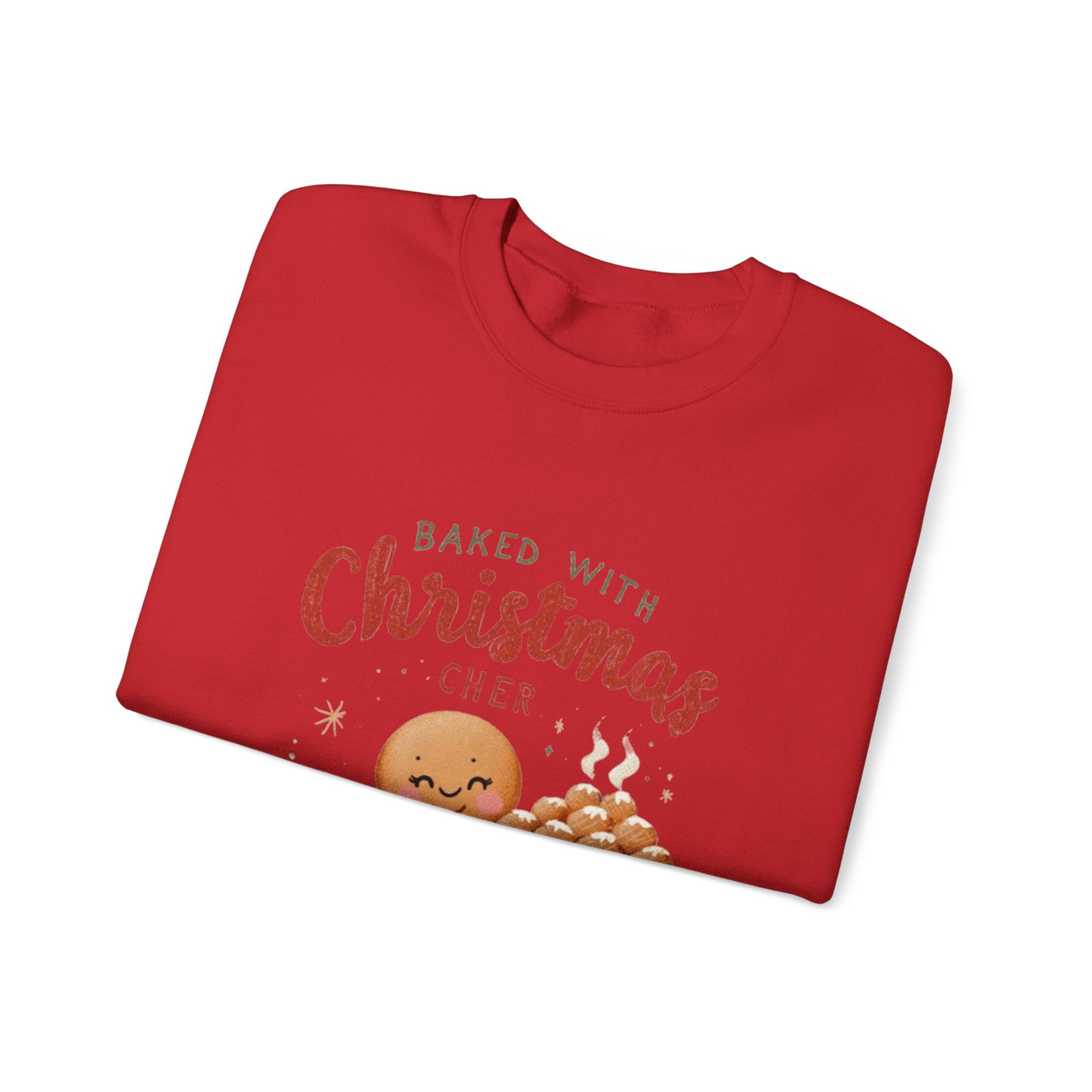 Crewneck Sweatshirt — "Baked With Christmas Cheer" Gingerbread Holiday Sweatshirt