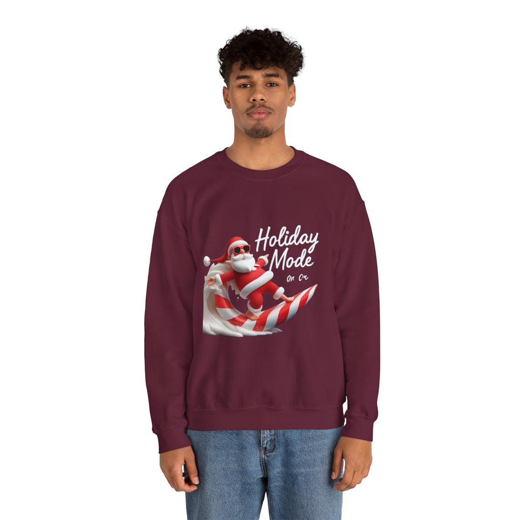 Santa Surfing Candy Cane Crewneck Sweatshirt