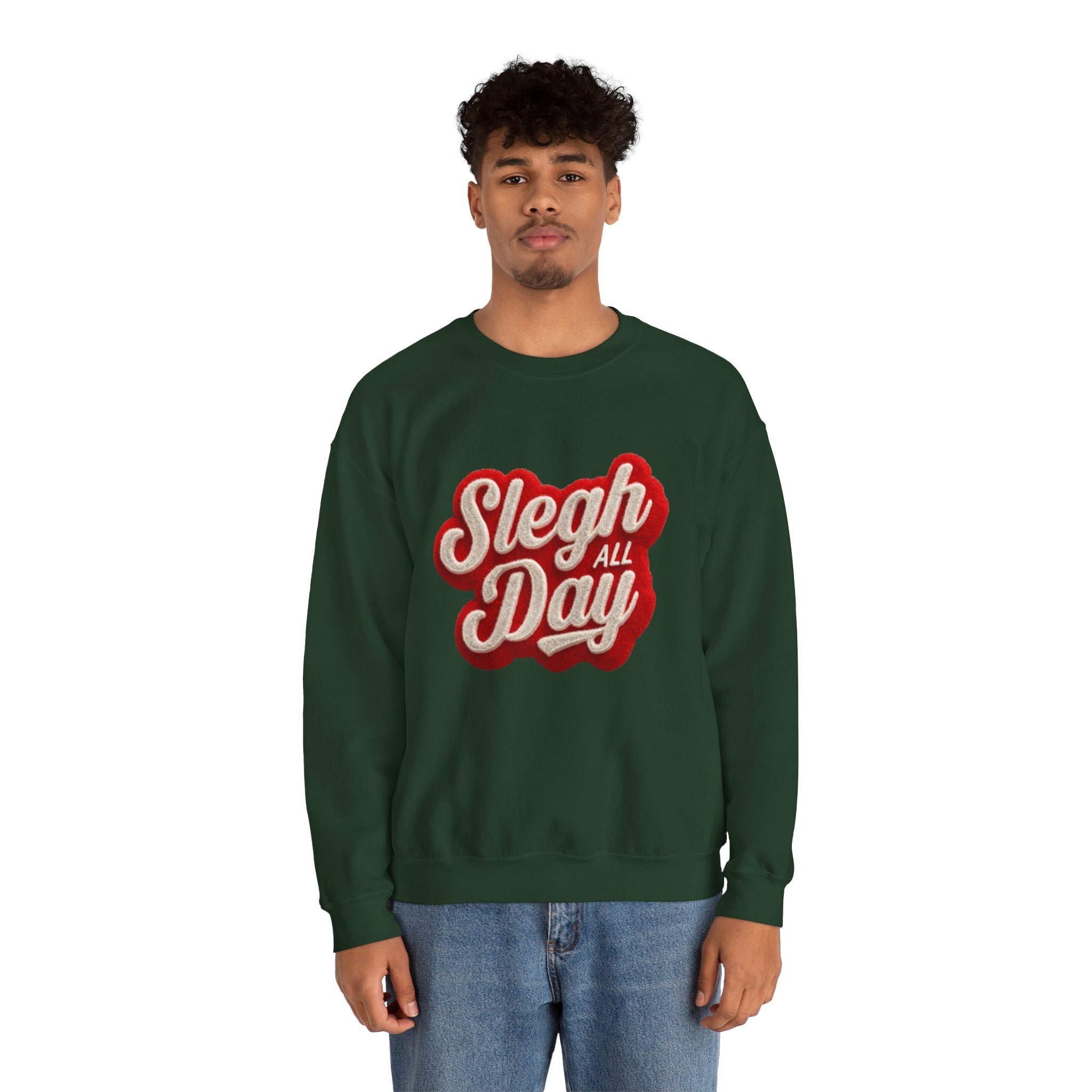 Sleigh All Day Crewneck Sweatshirt — Retro Holiday Christmas Pullover