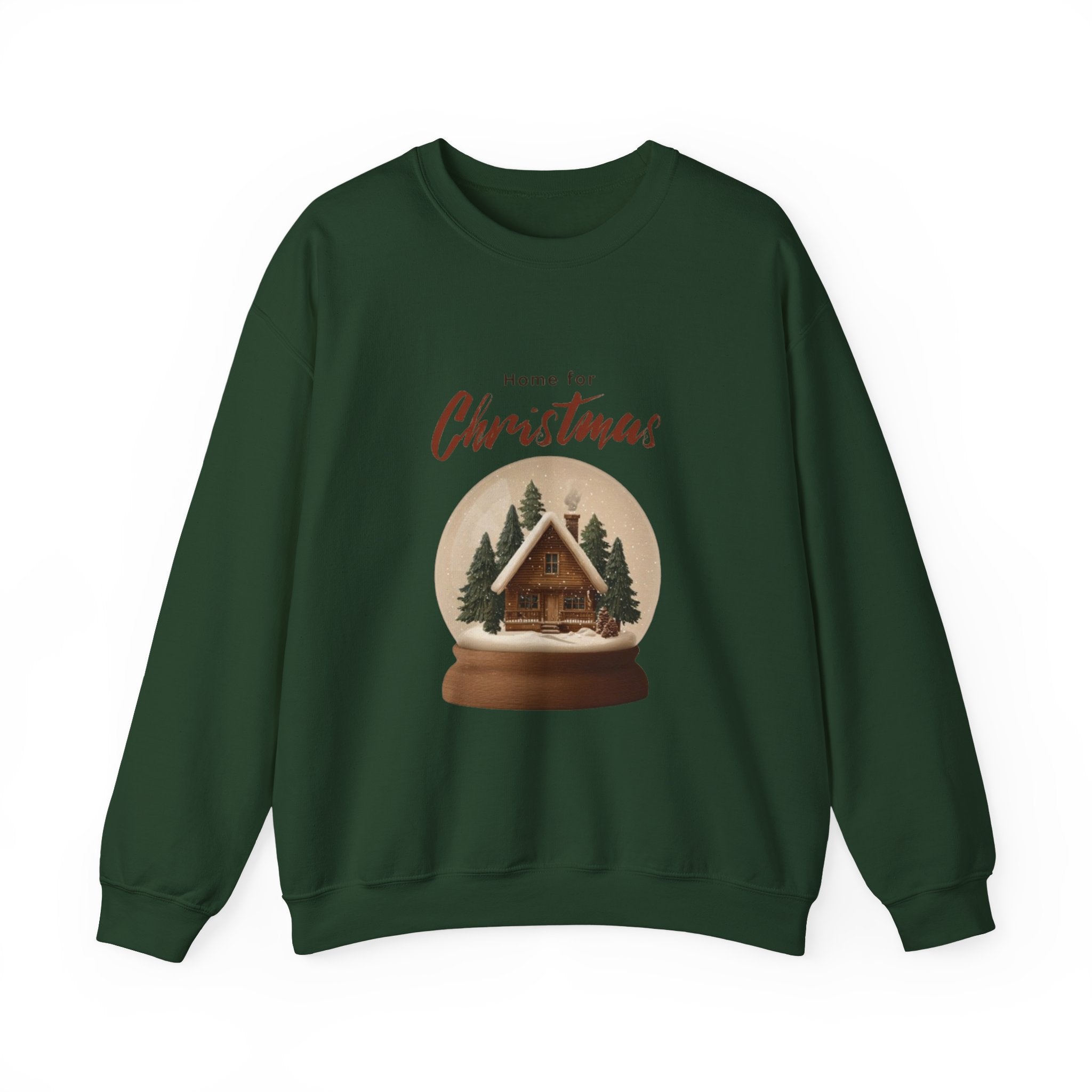Christmas Snow Globe Crewneck Sweatshirt — "Home for Christmas" Cabin Design