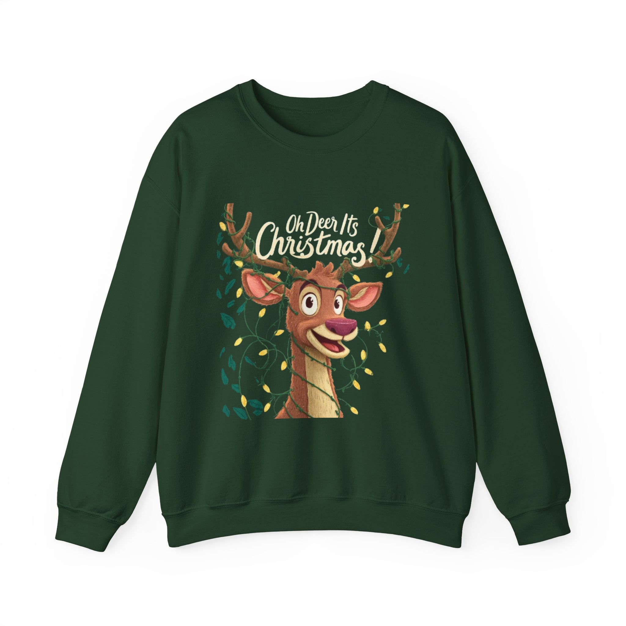 Christmas Reindeer Sweatshirt – "Oh Deer It's Christmas" Cute Holiday Crewneck