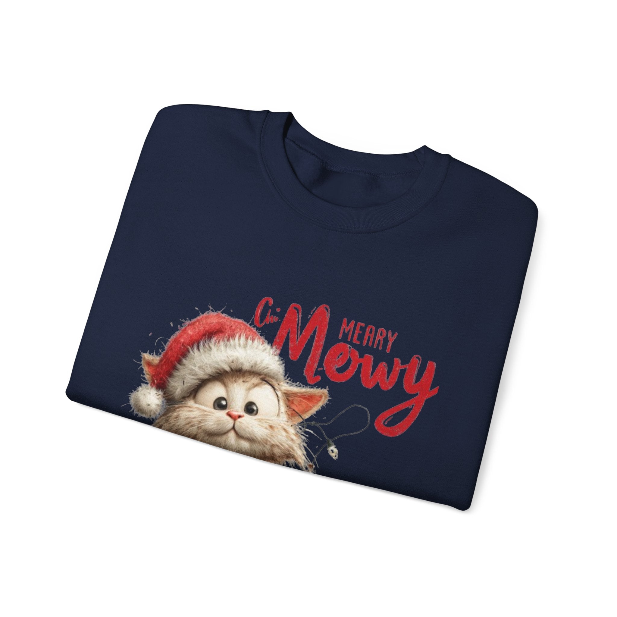 Merry Mewry Cat Sweatshirt — Cute Christmas Kitty Crewneck