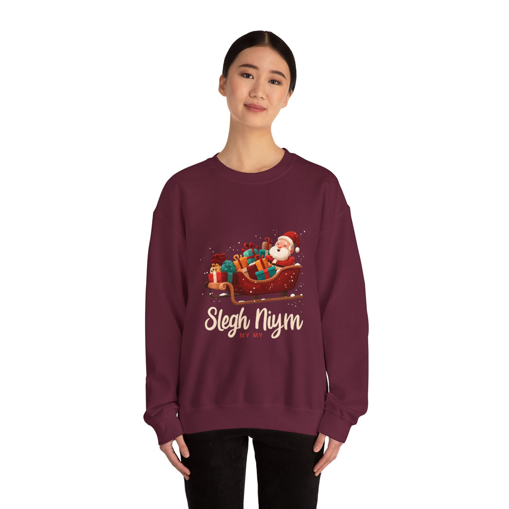 Christmas Santa Sleigh Crewneck Sweatshirt — "Sleigh Niym" Holiday Graphic