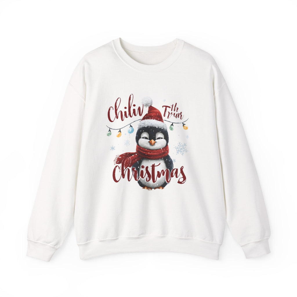 Christmas Penguin Crewneck Sweatshirt — "Chillin' With the Vibes" Holiday Pullover