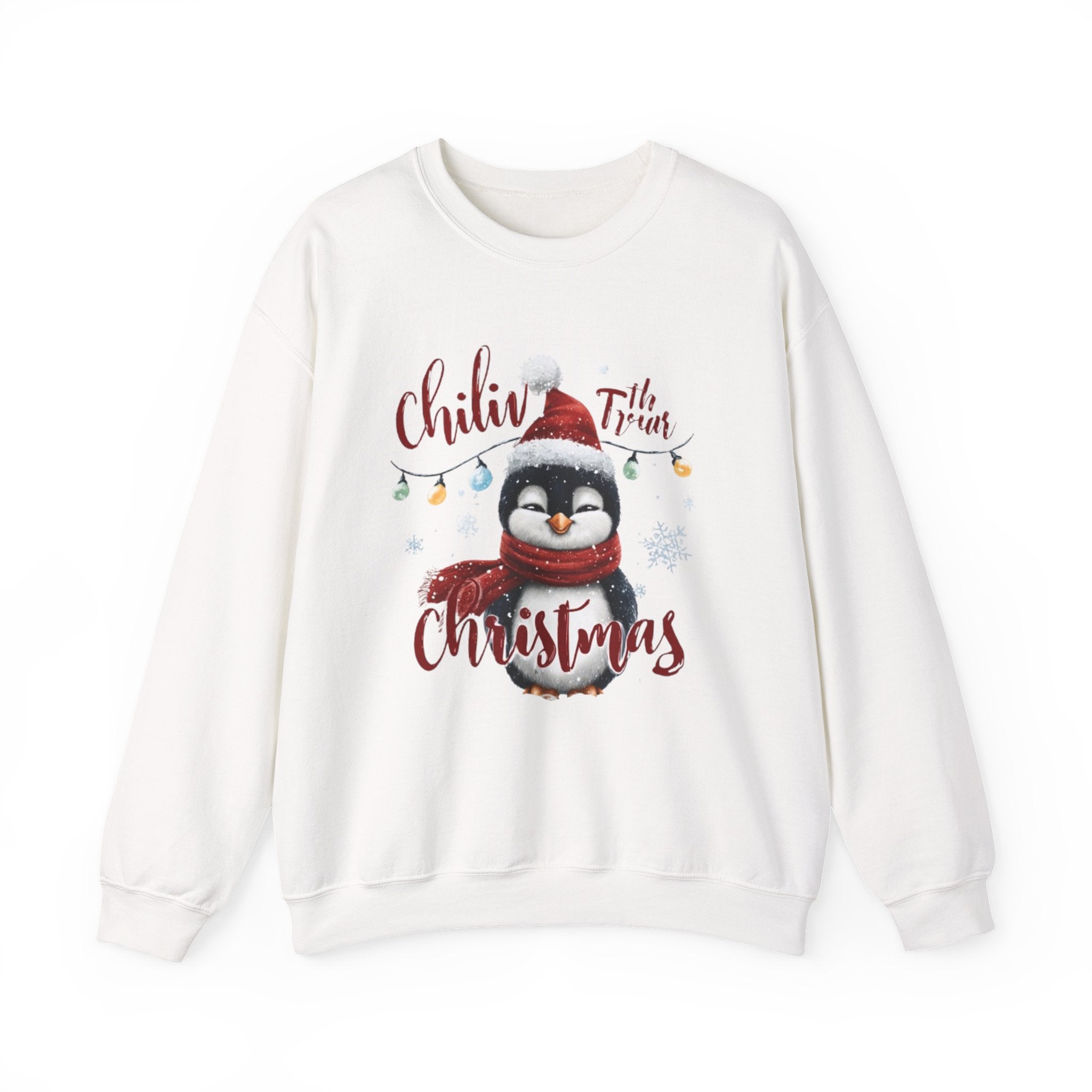 Christmas Penguin Crewneck Sweatshirt — "Chillin' With the Vibes" Holiday Pullover