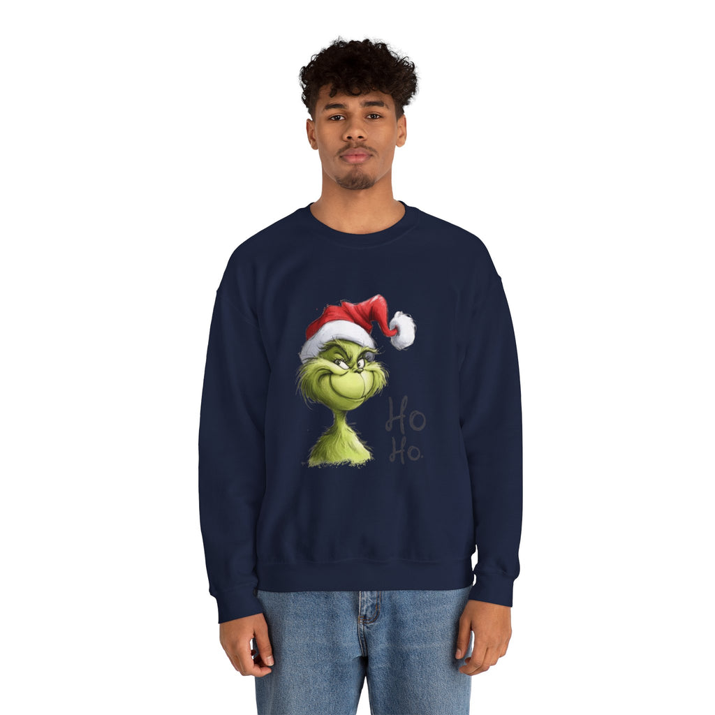 Grinch Santa Crewneck Sweatshirt — 'Ho Ho' Holiday Sweater