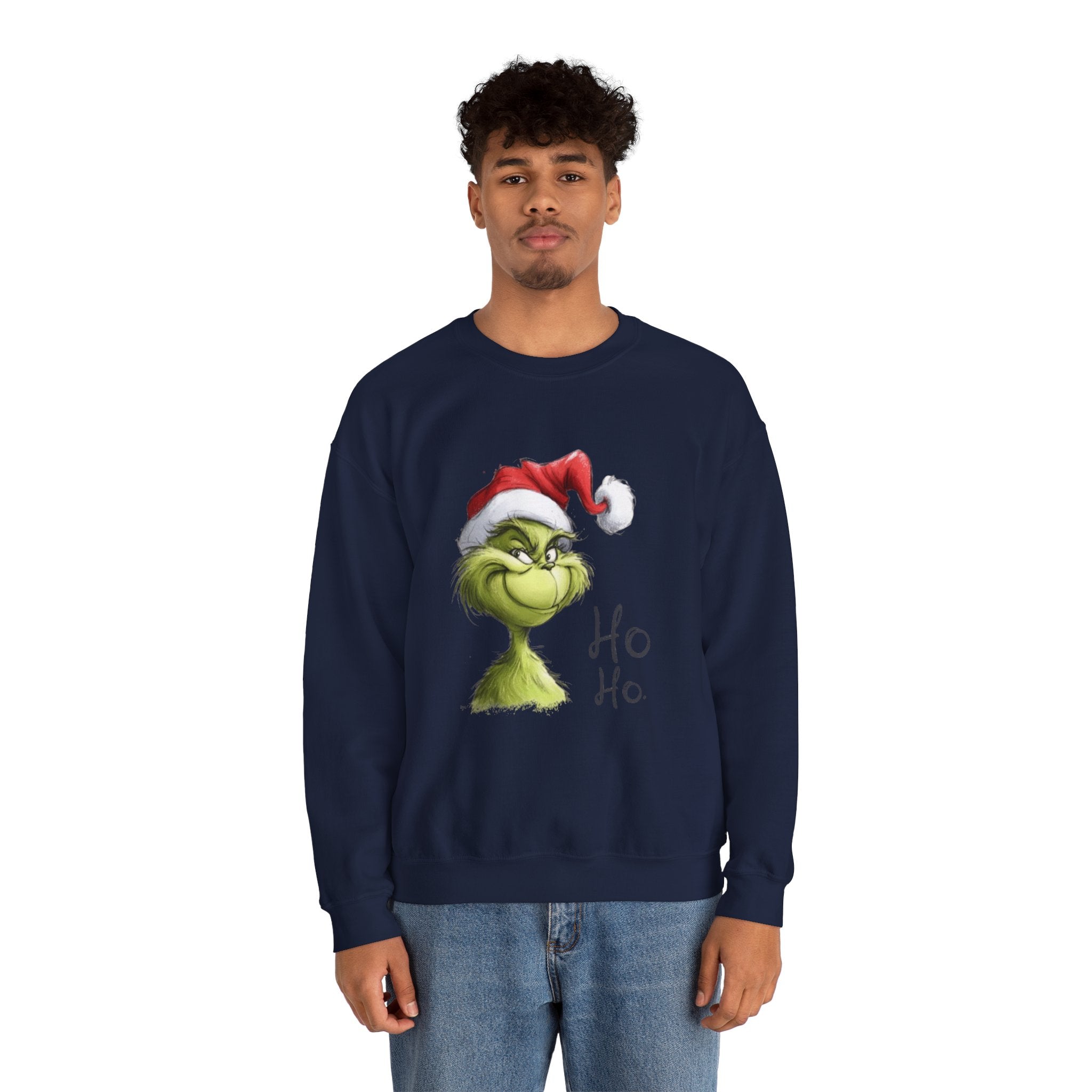 Grinch Santa Crewneck Sweatshirt — 'Ho Ho' Holiday Sweater