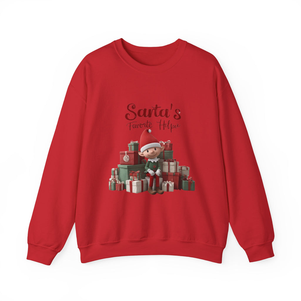 Crewneck Sweatshirt — "Santa's Favorite Helper" Elf Graphic Christmas Pullover