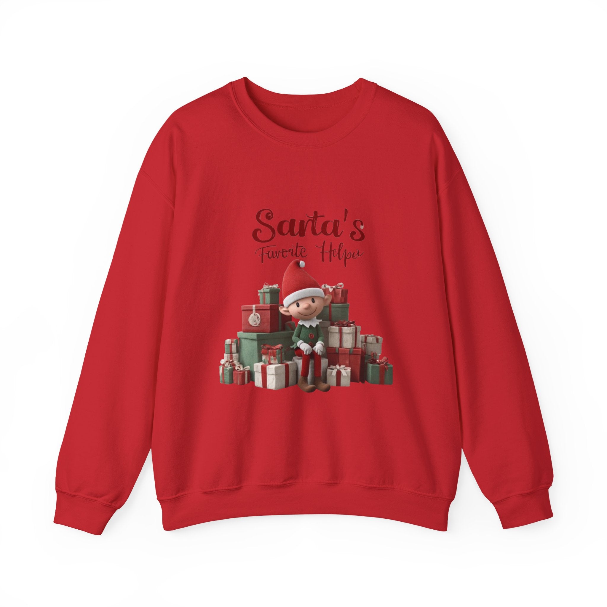 Crewneck Sweatshirt — "Santa's Favorite Helper" Elf Graphic Christmas Pullover