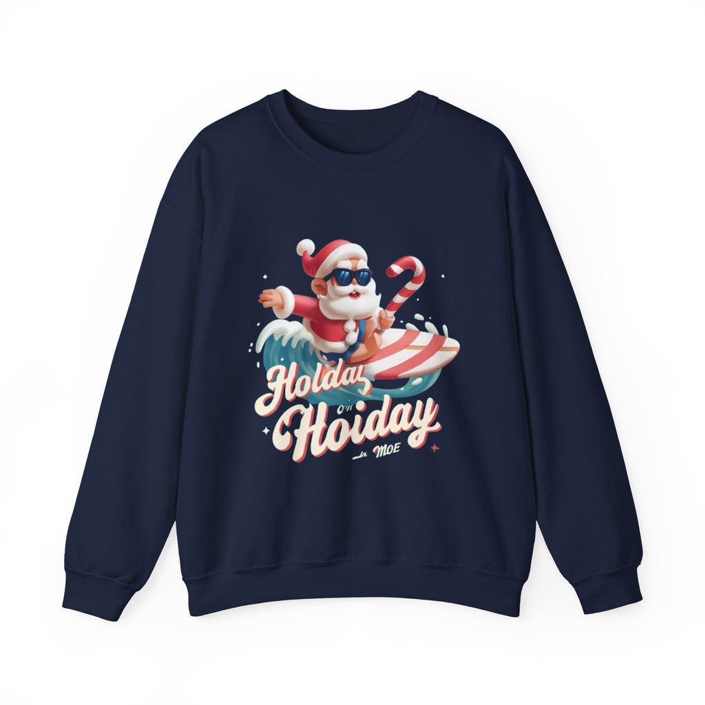 Holiday Holiday Crewneck Sweatshirt — Surfing Santa Christmas Sweatshirt