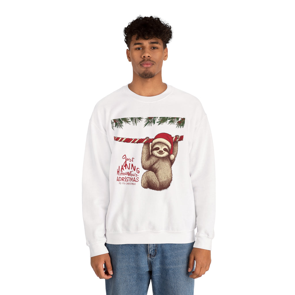 Christmas Sloth Crewneck Sweatshirt – "Just Hanging with My Advent-Christmas" Holiday Sweatshirt