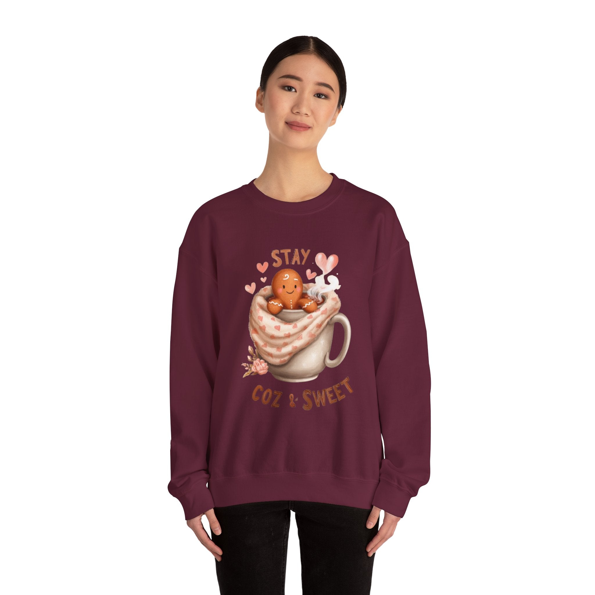 Sweatshirt — "Stay Coz & Sweet" Hot Cocoa Gingerbread Crewneck