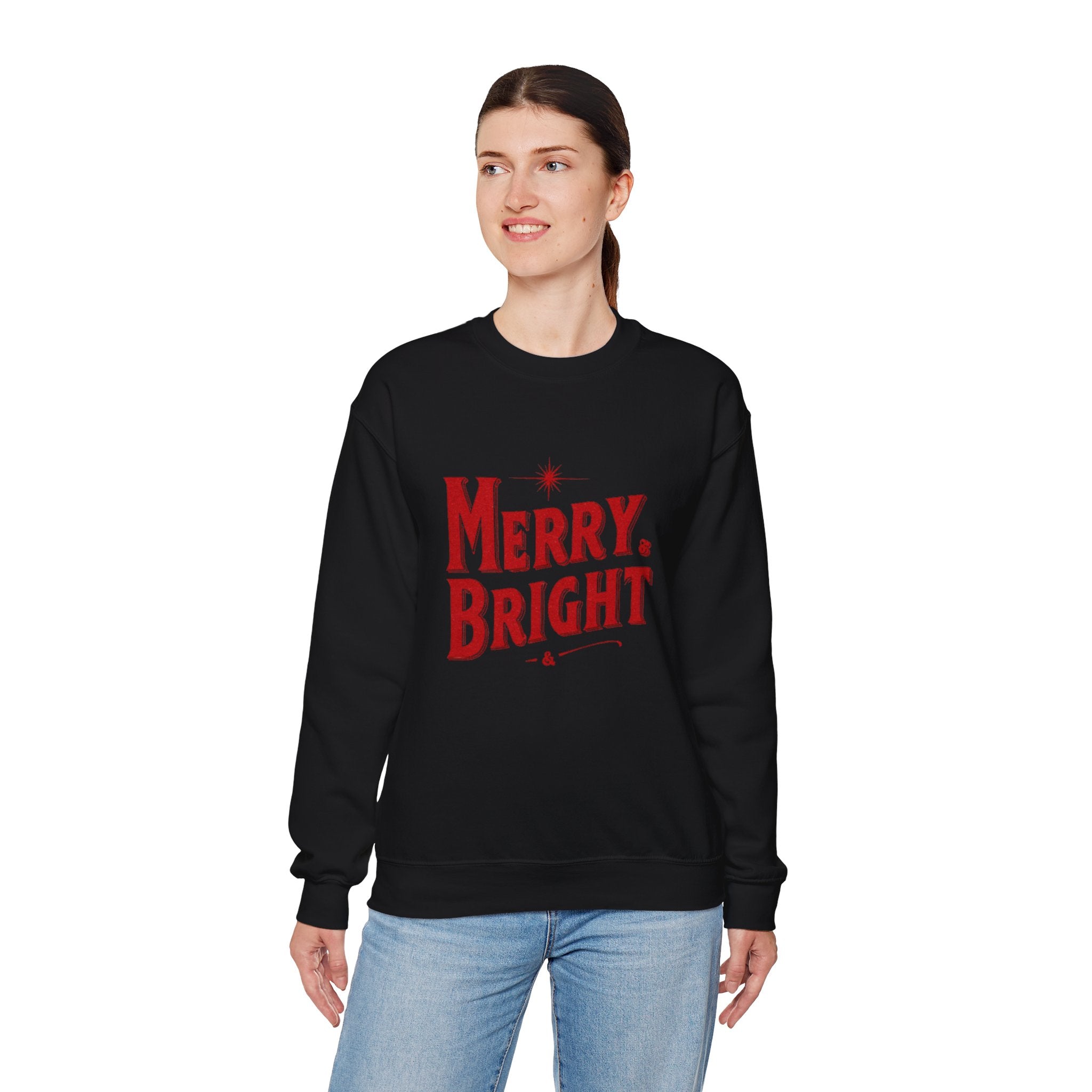Merry & Bright Crewneck Sweatshirt — Vintage Holiday Graphic