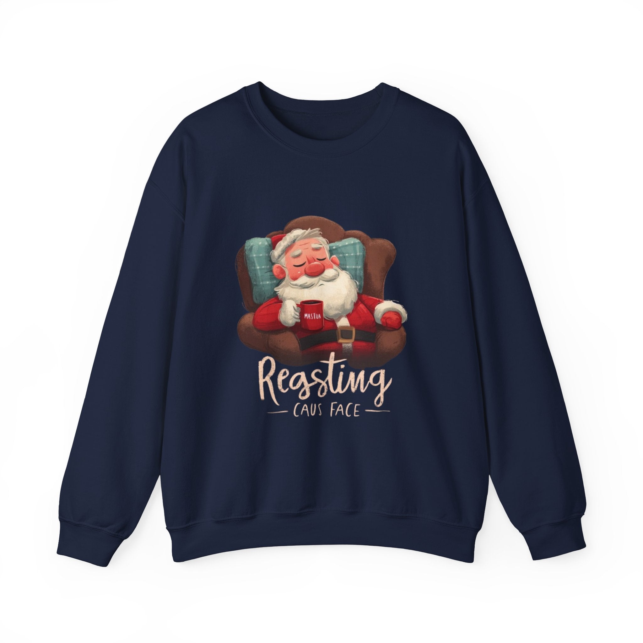 Crewneck Sweatshirt — "Resting Claus Face" Santa Holiday Graphic