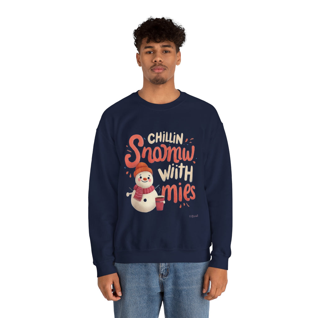 Sweatshirt — "Chillin' Snowman With Smiles" Cozy Holiday Crewneck
