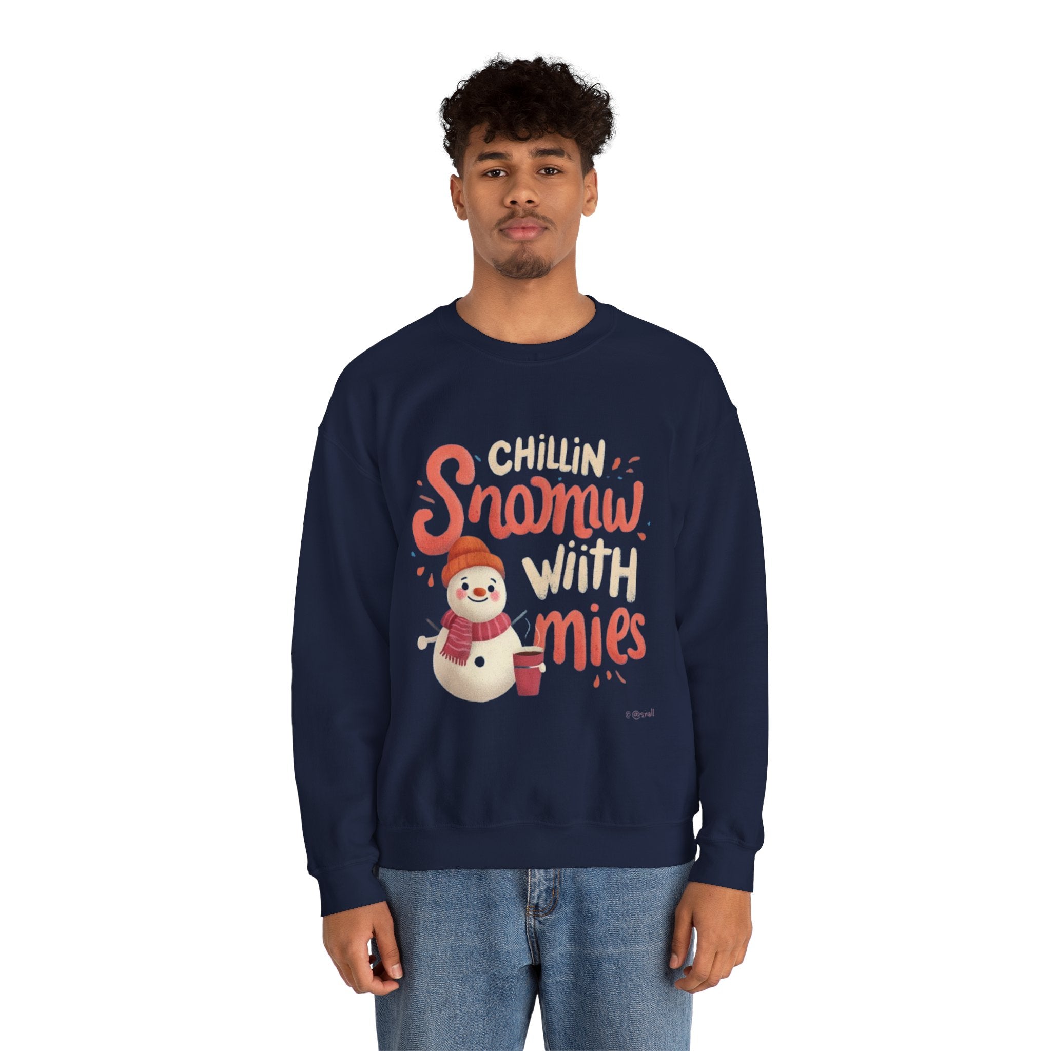 Sweatshirt — "Chillin' Snowman With Smiles" Cozy Holiday Crewneck