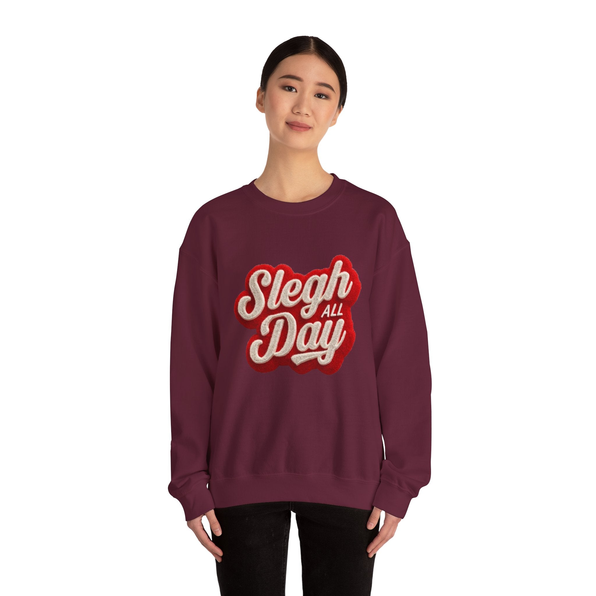 Sleigh All Day Crewneck Sweatshirt — Retro Holiday Christmas Pullover