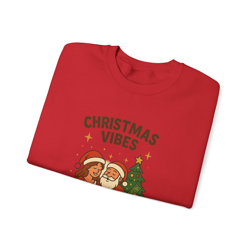 Crewneck Sweatshirt - 'Christmas Vibes' Santa & Mrs. Claus Holiday Graphic
