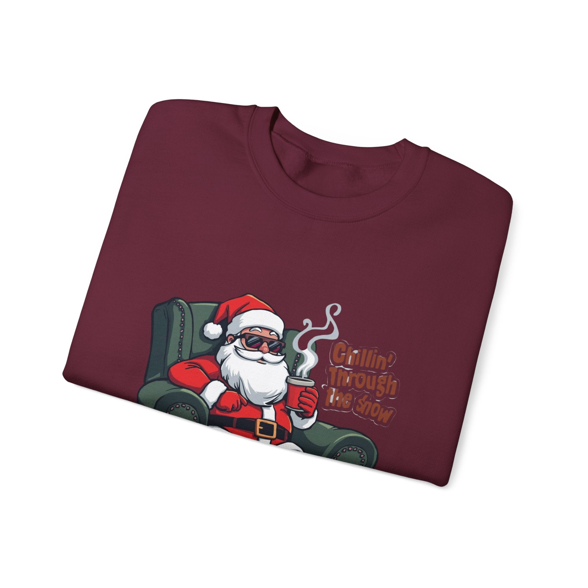 Chillin' Through the Snow Crewneck Sweatshirt — Relaxed Santa Christmas Pullover