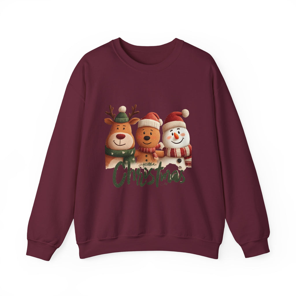 Christmas Crewneck Sweatshirt — Cute Reindeer, Bear & Snowman Holiday Pullover