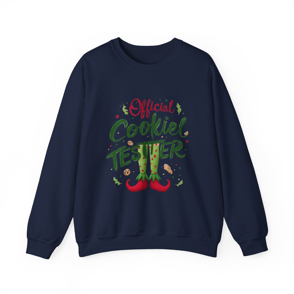 Crewneck Sweatshirt - "Official Cookie Tester" Elf Legs Christmas Holiday Sweater