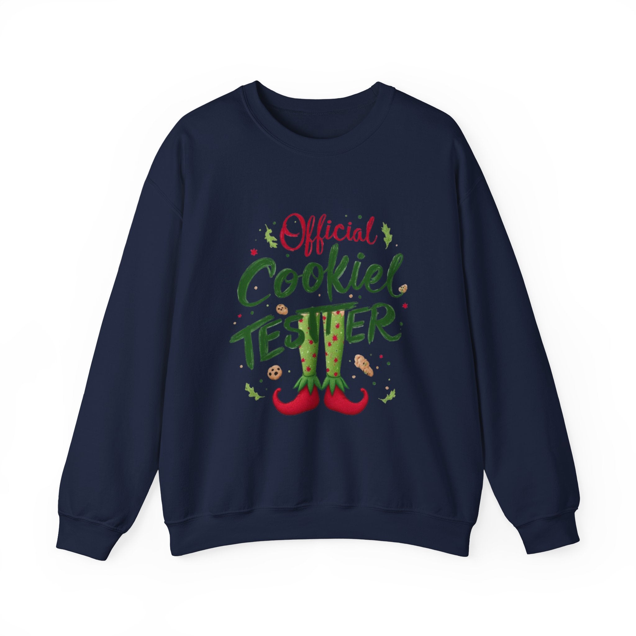 Crewneck Sweatshirt - "Official Cookie Tester" Elf Legs Christmas Holiday Sweater