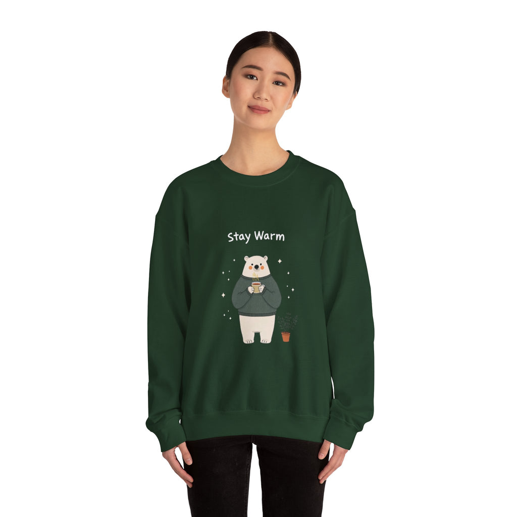 Bear with Coffee Crewneck Sweatshirt — Cozy Cute Graphic Pullover