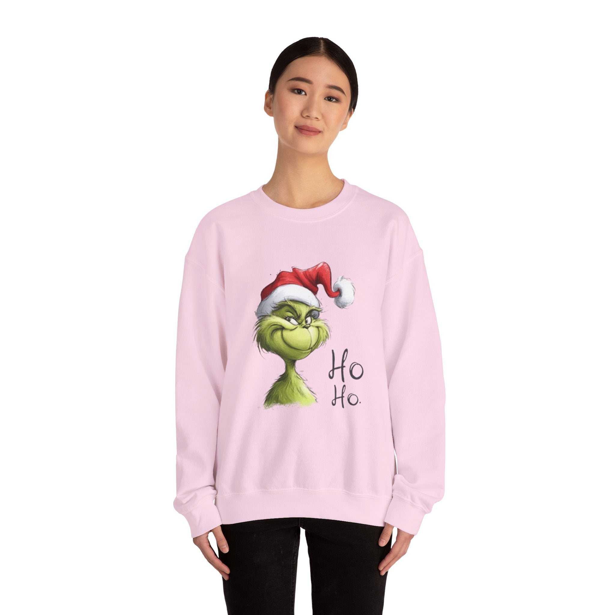 Grinch Santa Crewneck Sweatshirt — 'Ho Ho' Holiday Sweater