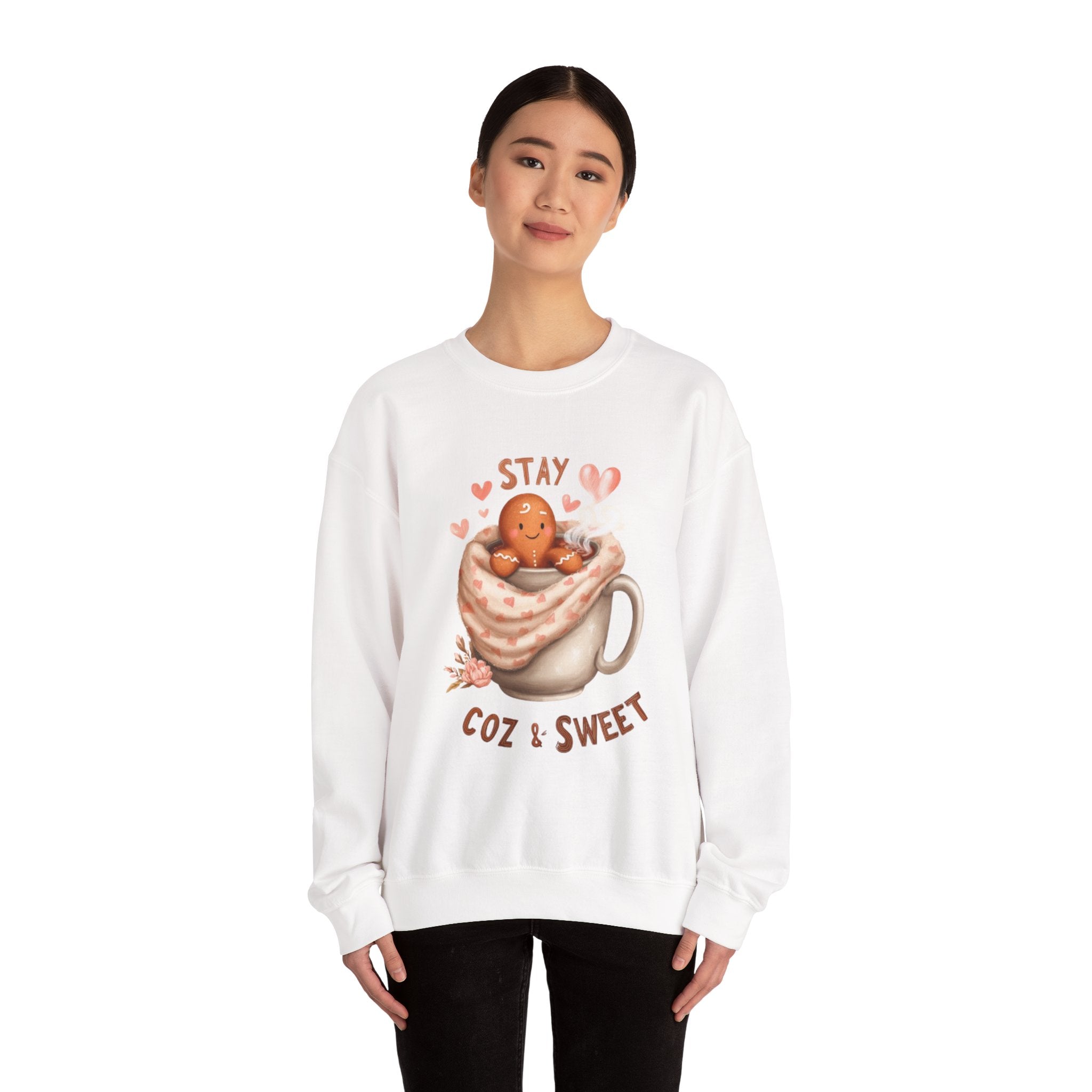 Sweatshirt — "Stay Coz & Sweet" Hot Cocoa Gingerbread Crewneck