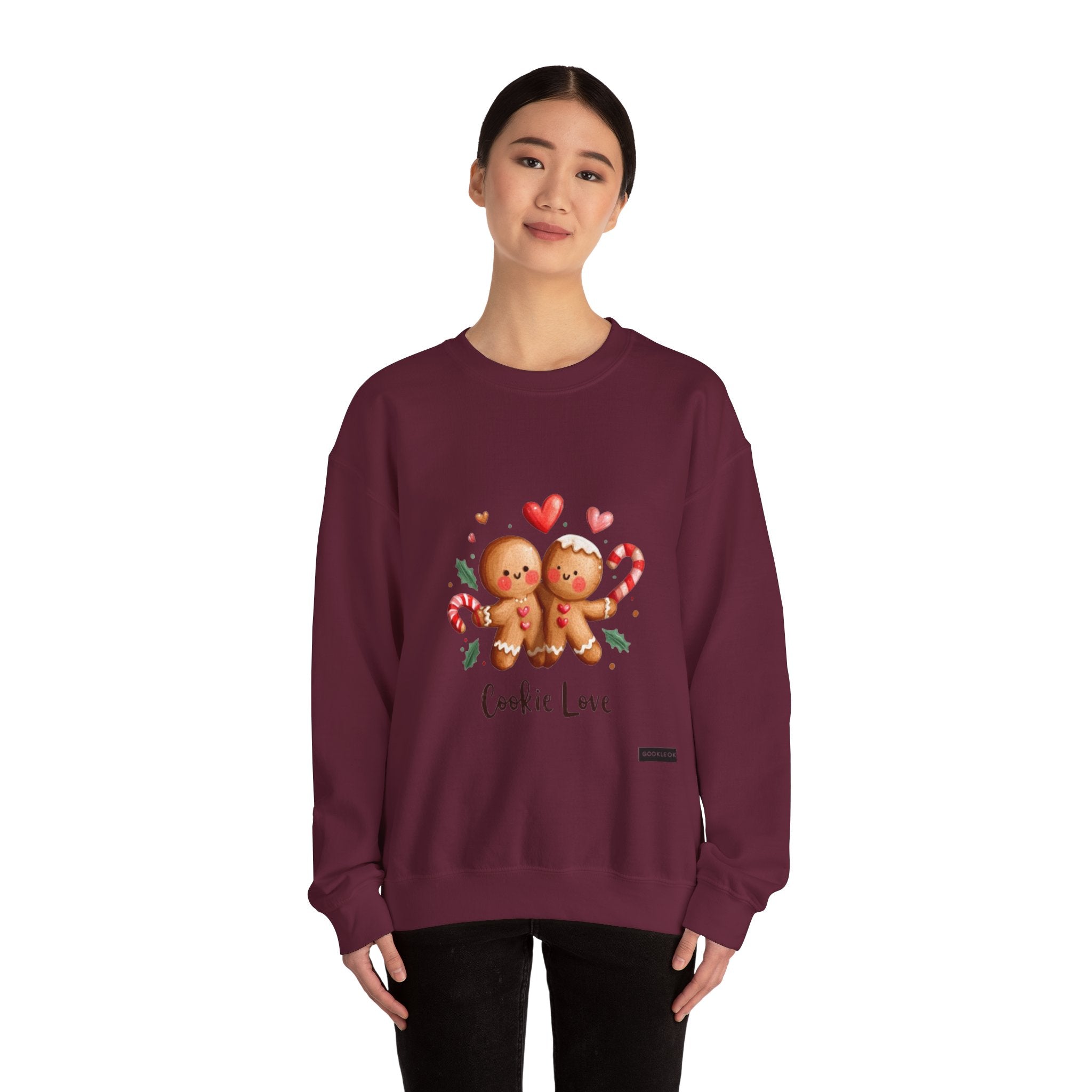 Crewneck Sweatshirt — 'Cookie Love' Cute Gingerbread Couple Holiday Pullover