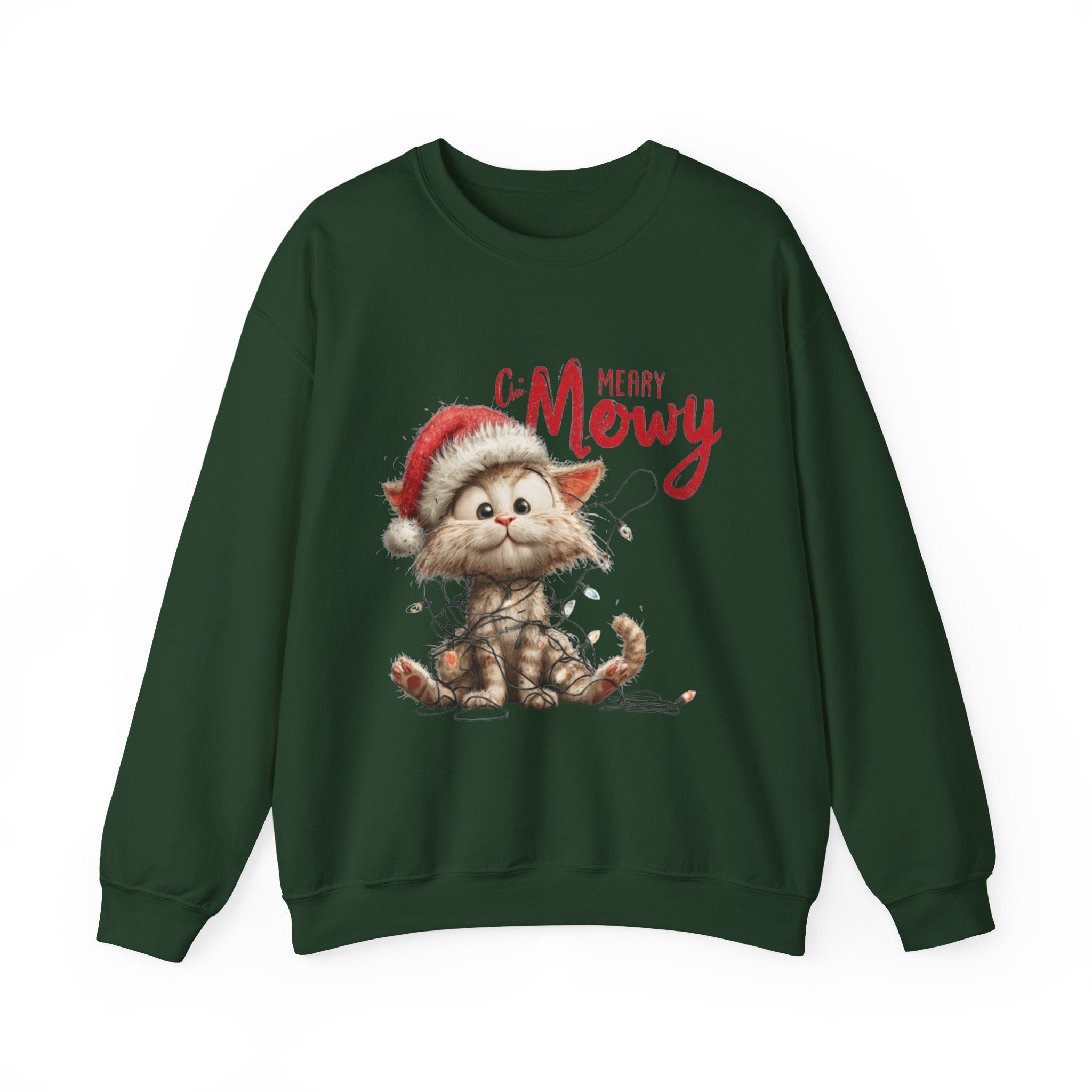 Merry Mewry Cat Sweatshirt — Cute Christmas Kitty Crewneck