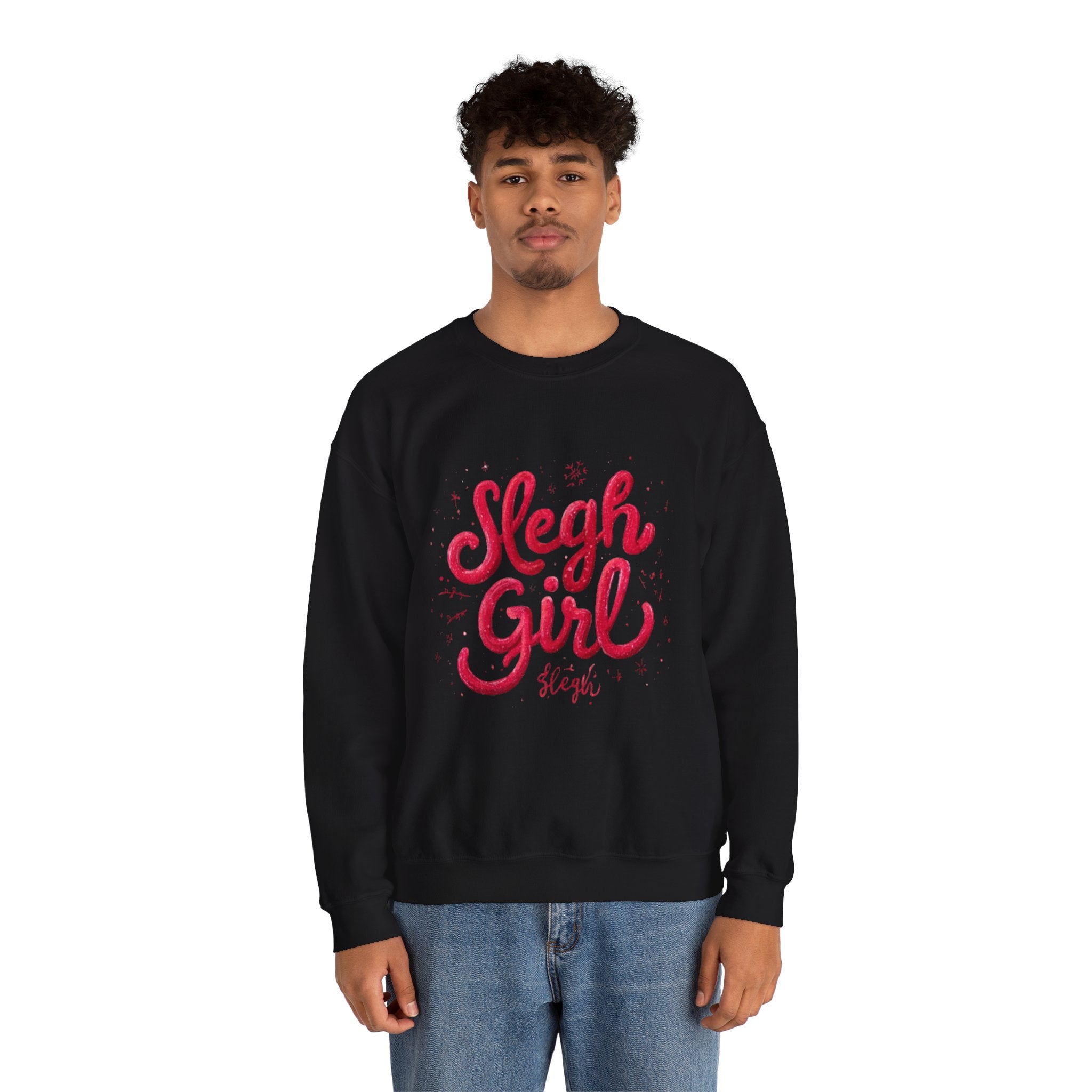 Crewneck Sweatshirt - 'Sleigh Girl' Christmas Graphic Holiday Pullover