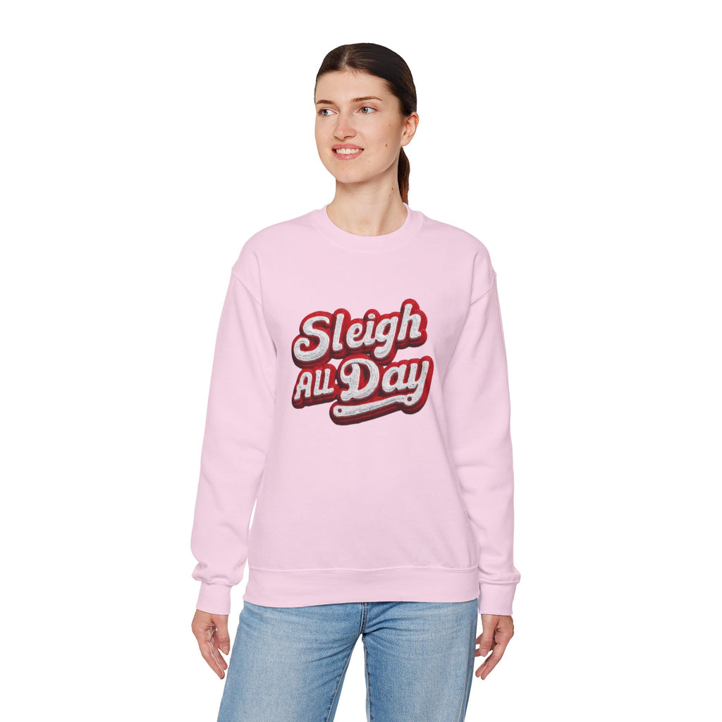 Sleigh All Day Crewneck Sweatshirt — Retro Holiday Christmas Pullover