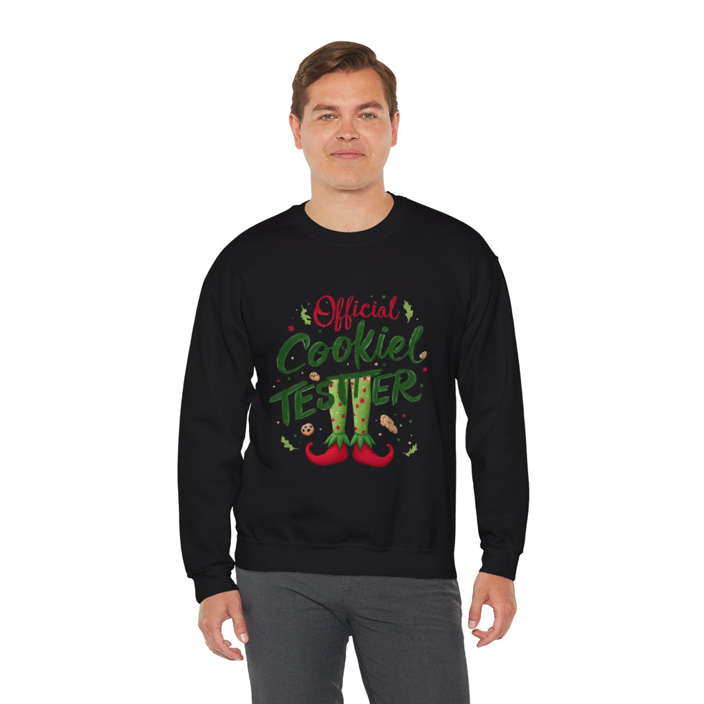 Crewneck Sweatshirt - "Official Cookie Tester" Elf Legs Christmas Holiday Sweater