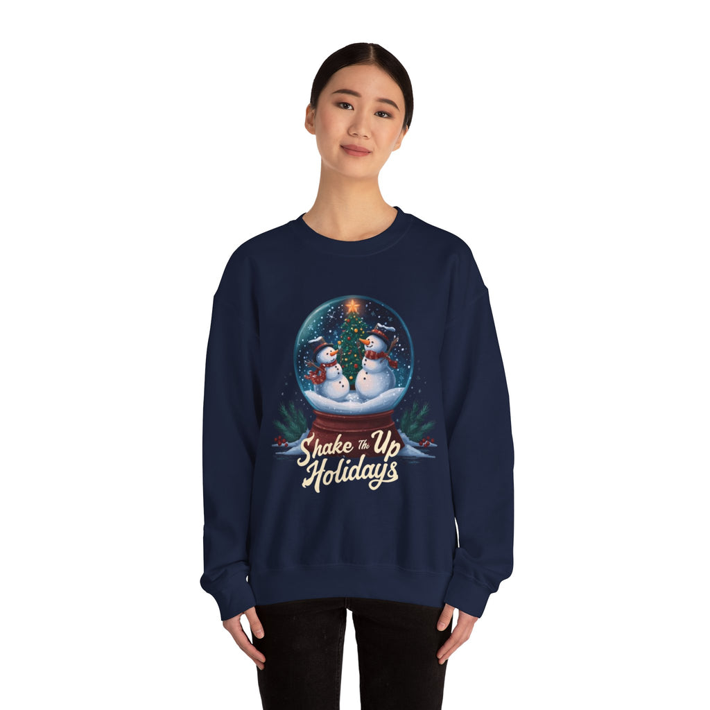 Snow Globe Snowmen Crewneck Sweatshirt — "Shake Me Up Mommy" Holiday Sweatshirt