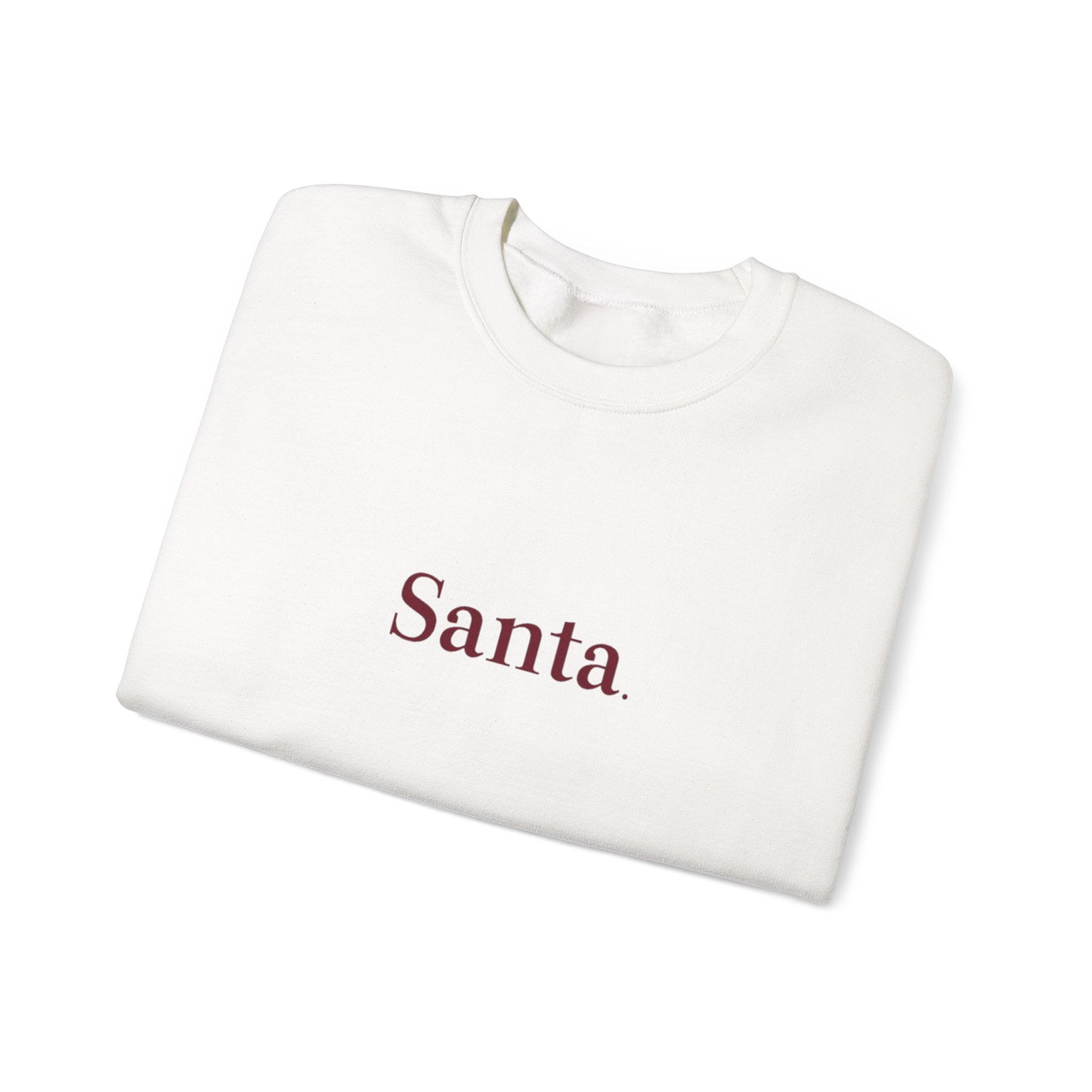 Santa. Minimalist Holiday Crewneck Sweatshirt — Simple Festive Christmas Pullover