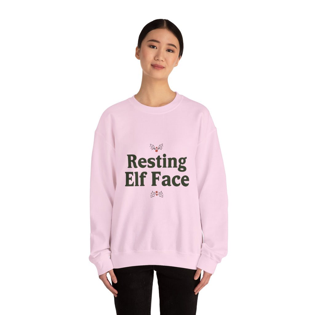 Sweatshirt — "Resting Elf Face" Holiday Crewneck, Funny Christmas Sweatshirt