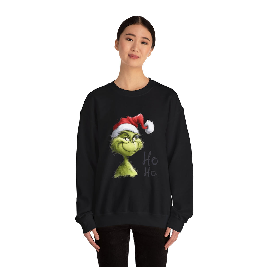 Grinch Santa Crewneck Sweatshirt — 'Ho Ho' Holiday Sweater