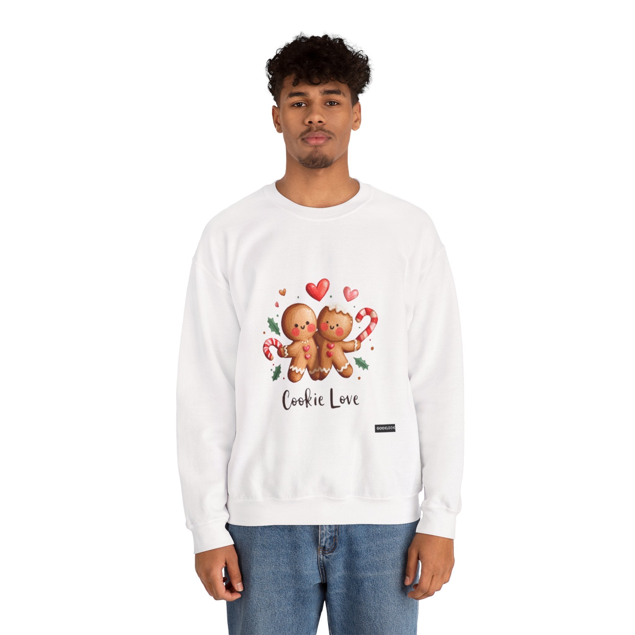Crewneck Sweatshirt — 'Cookie Love' Cute Gingerbread Couple Holiday Pullover