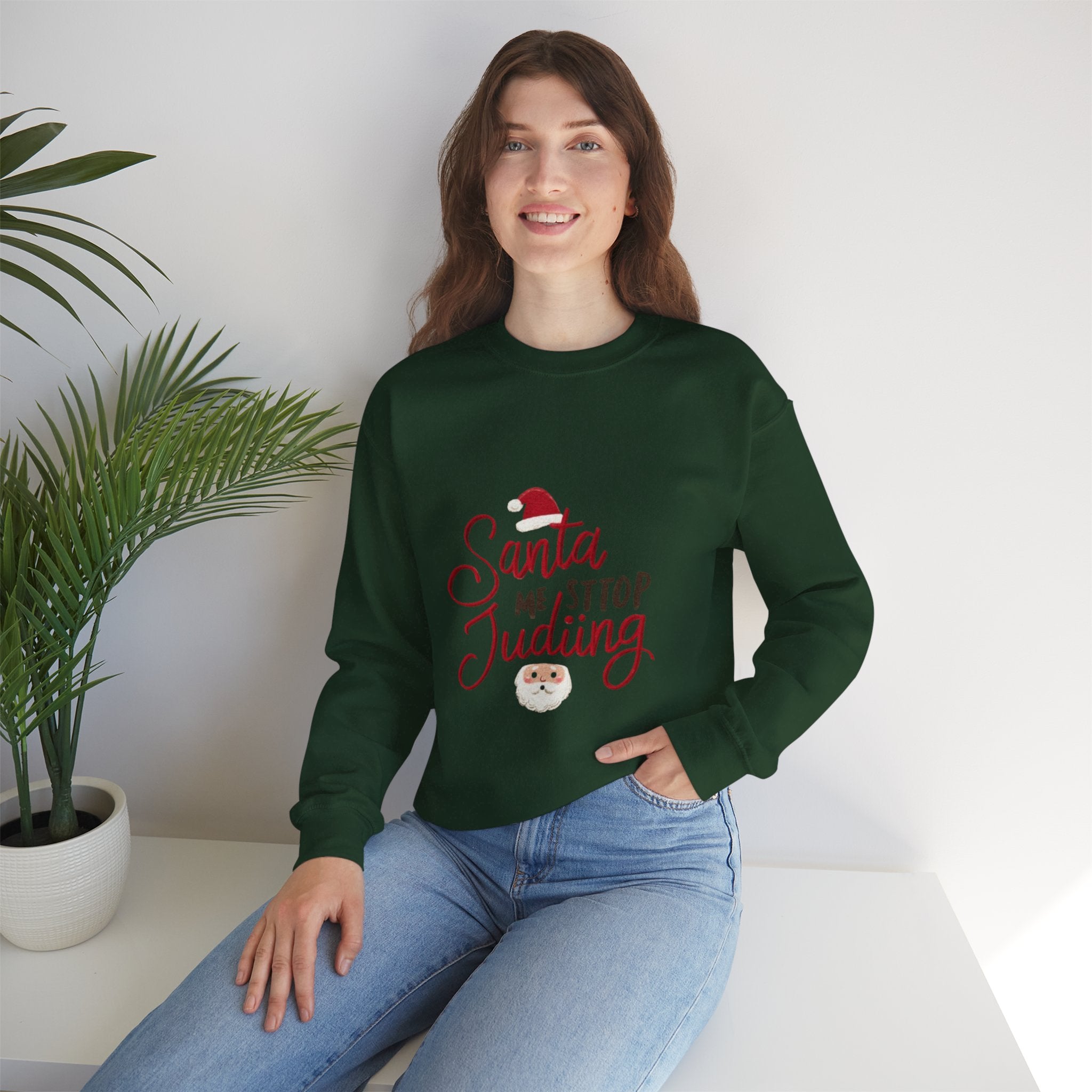 Christmas Sweatshirt - "Santa Me Stop Judging" Funny Holiday Crewneck