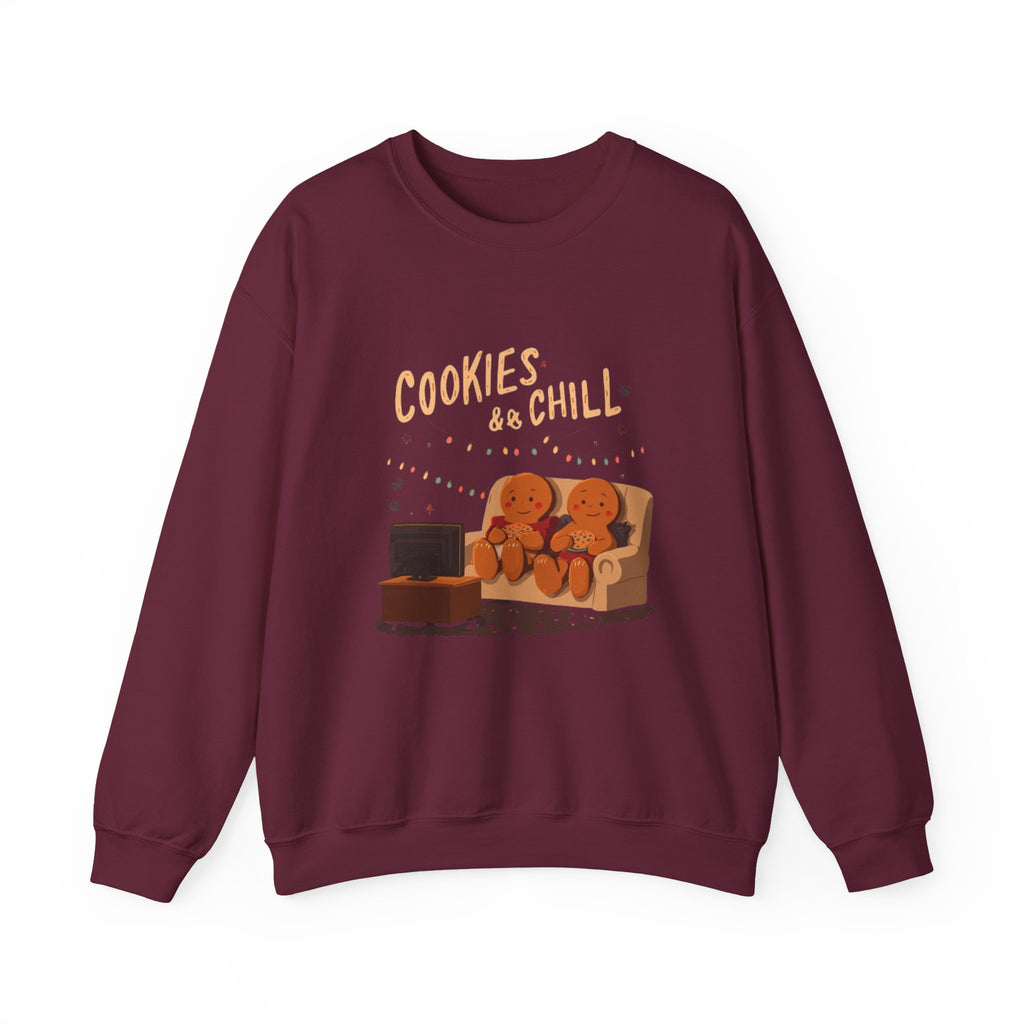 Cookies & Chill Sweatshirt — Cute Gingerbread Movie Night Crewneck