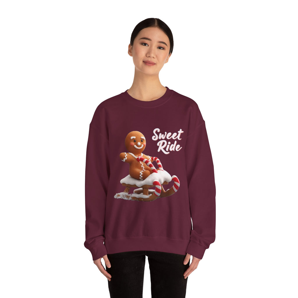 Gingerbread Sled Sweatshirt — "Sweet Ride" Holiday Crewneck