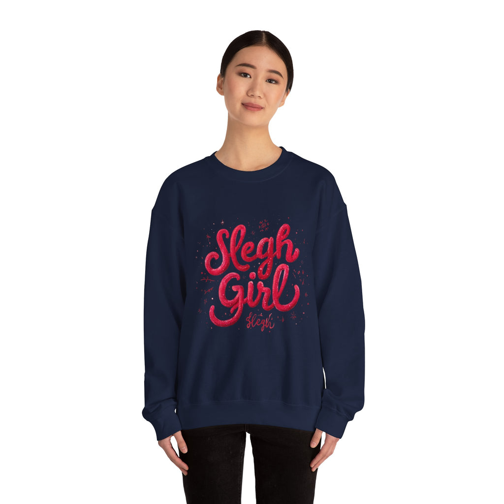 Crewneck Sweatshirt - 'Sleigh Girl' Christmas Graphic Holiday Pullover