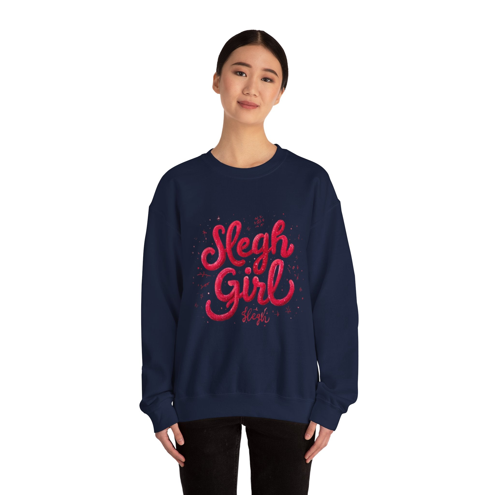 Crewneck Sweatshirt - 'Sleigh Girl' Christmas Graphic Holiday Pullover
