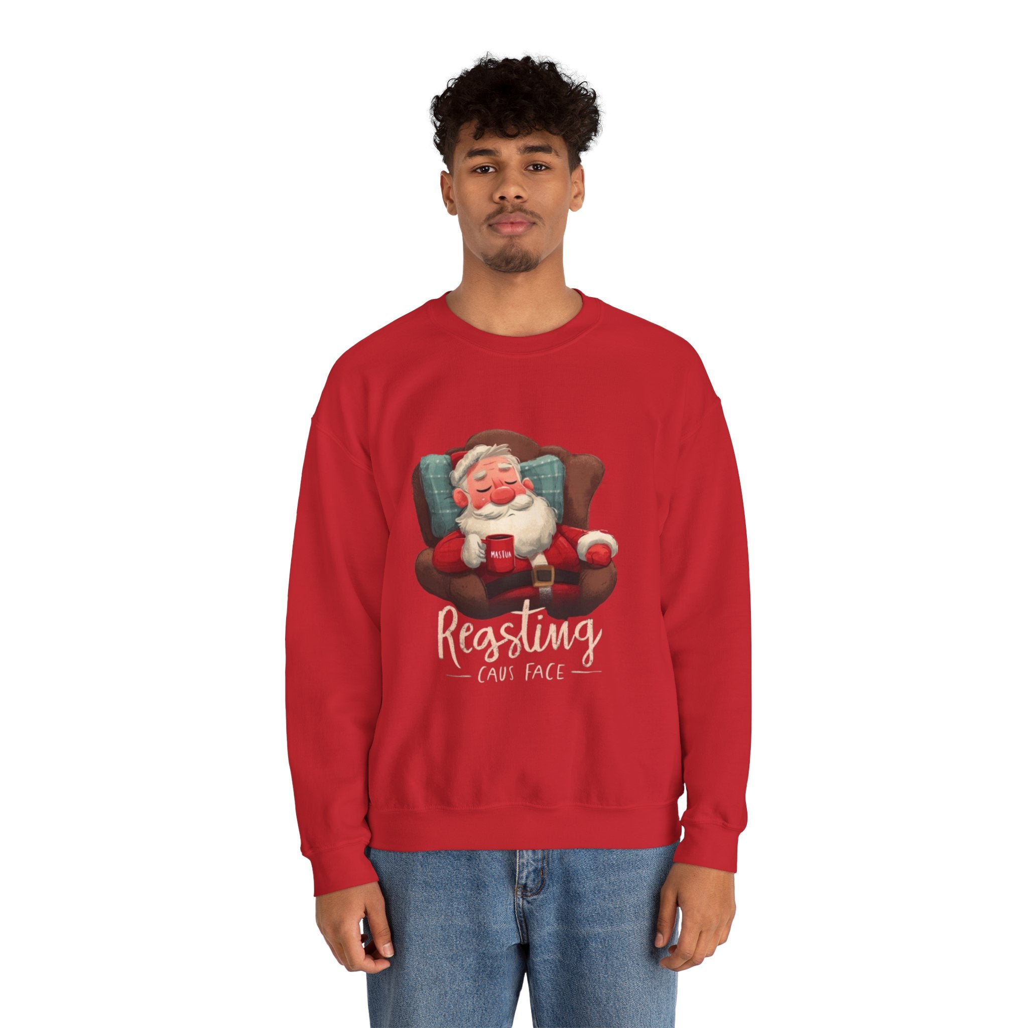 Crewneck Sweatshirt — "Resting Claus Face" Santa Holiday Graphic
